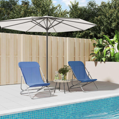 Vidaxl strandstoelen 2 st textileen en gepoedercoat staal blauw