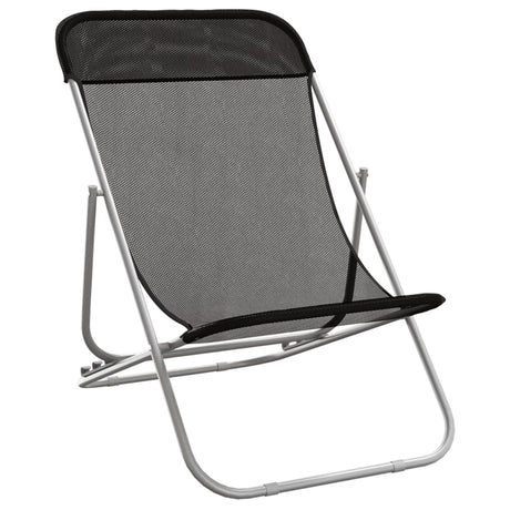 Vidaxl strandstoelen 2 st textileen en gepoedercoat staal zwart
