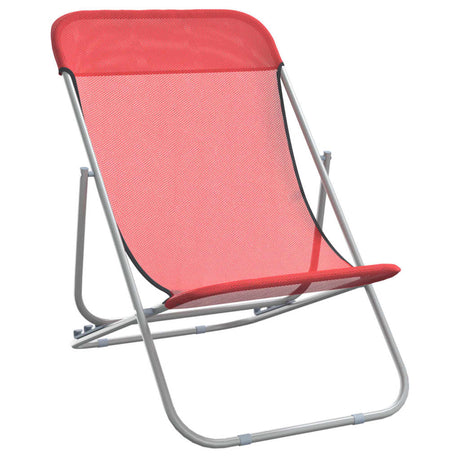 Vidaxl strandstoelen 2 st textileen en gepoedercoat staal rood