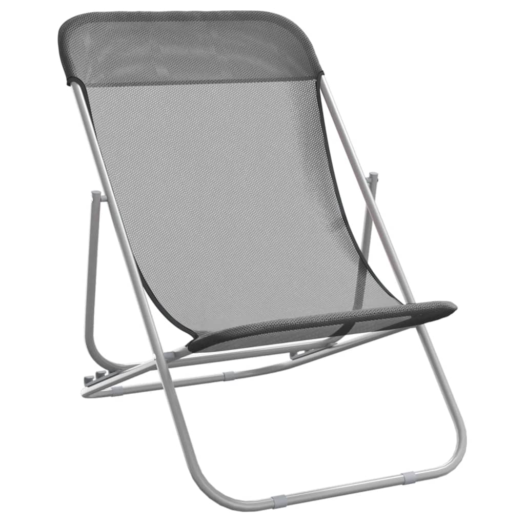 Vidaxl strandstoelen 2 st textileen en gepoedercoat staal grijs
