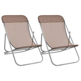 Vidaxl strandstoelen 2 st textileen en gepoedercoat staal bruin