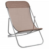 Vidaxl strandstoelen 2 st textileen en gepoedercoat staal bruin
