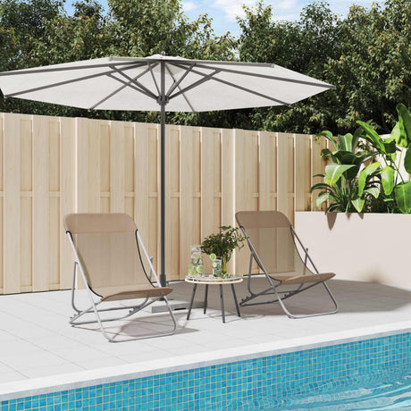 Vidaxl strandstoelen 2 st textileen en gepoedercoat staal taupe