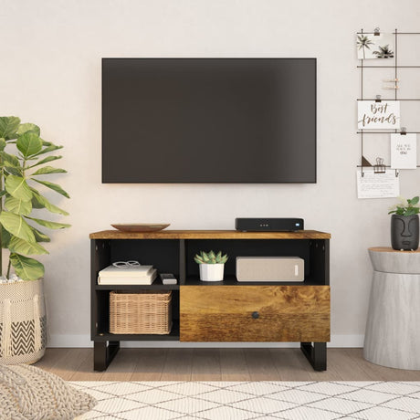 Vidaxl tv-meubel 80x33x46 cm massief mangohout en bewerkt hout