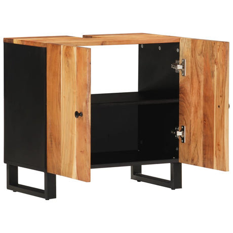 Vidaxl wastafelkast 62x33x58 cm massief acaciahout en bewerkt hout