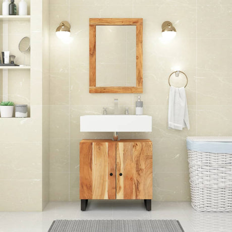Vidaxl wastafelkast 62x33x58 cm massief acaciahout en bewerkt hout