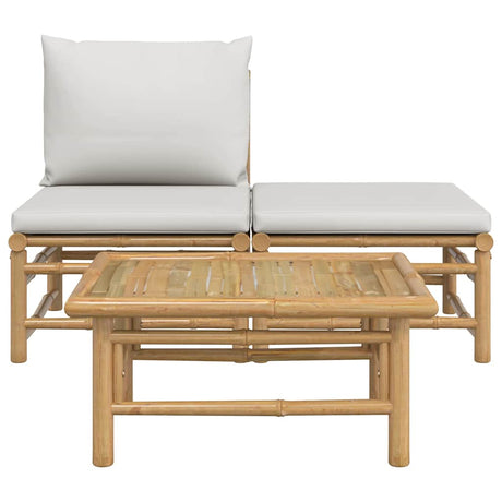 Vidaxl 3-delige loungeset met kussens bamboe lichtgrijs