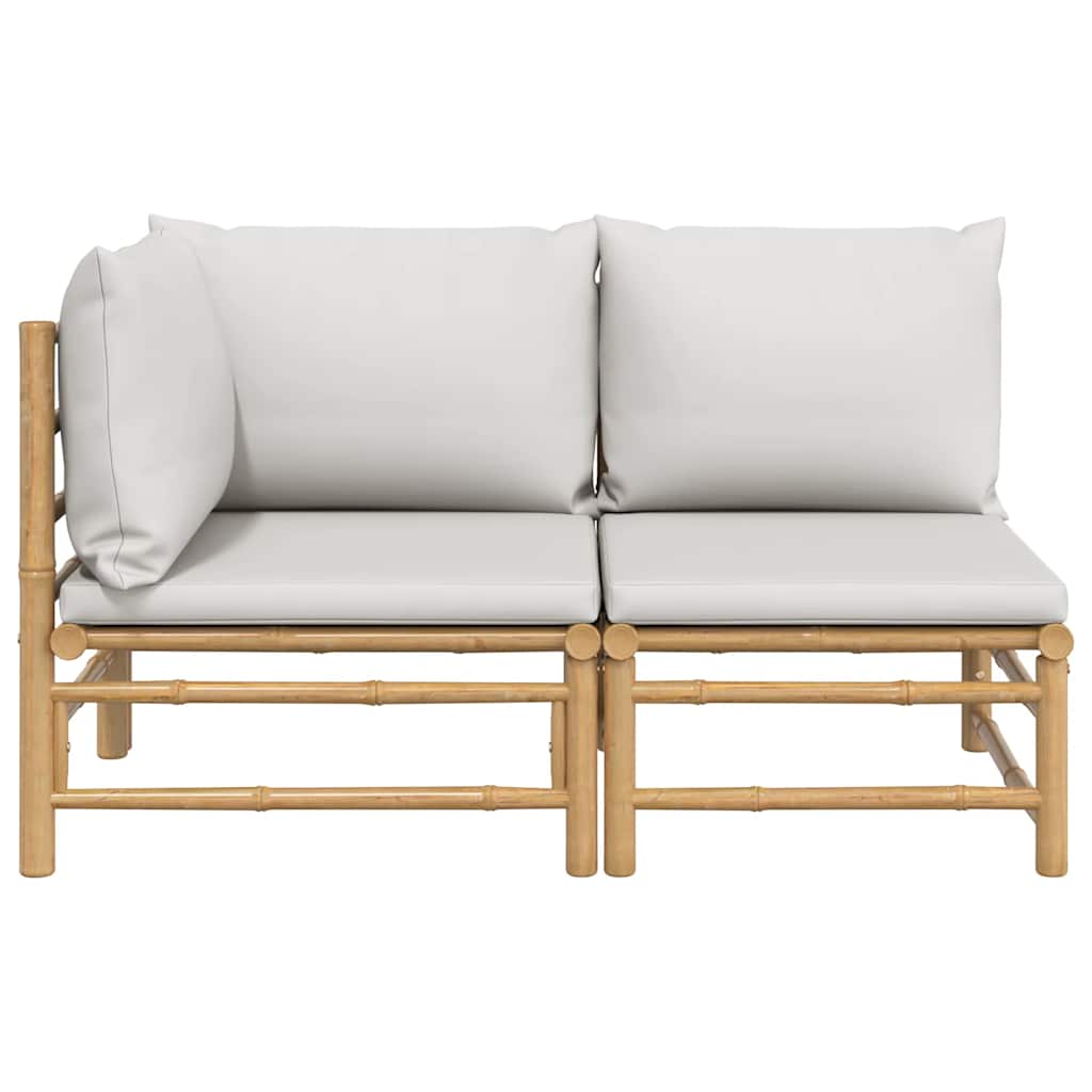 Vidaxl 2-delige loungeset met kussens bamboe lightgrijs