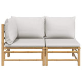 Vidaxl 2-delige loungeset met kussens bamboe lightgrijs