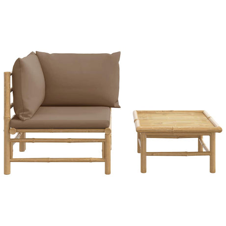 Vidaxl 2-delige loungeset met kussens bamboe taupe