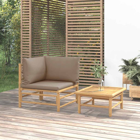 Vidaxl 2-delige loungeset met kussens bamboe taupe