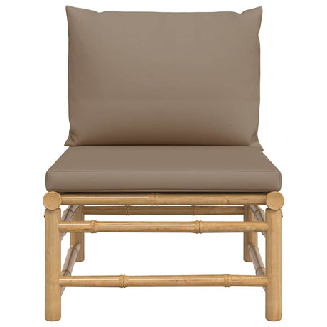 Vidaxl tuinmiddenbank met kussens bamboe taupe