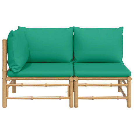 Vidaxl 2-delige loungeset met kussens bamboe groen