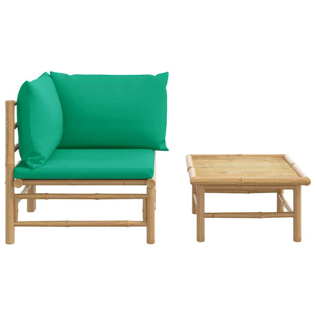 Vidaxl 2-delige loungeset met kussens bamboe groen