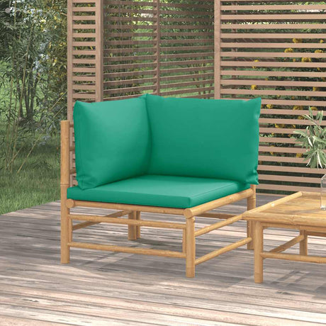 Vidaxl tuinhoekbank met kussens bamboe groen