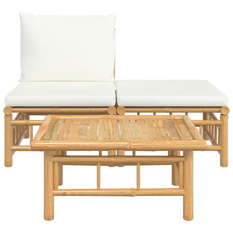 Vidaxl 3-delige loungeset met kussens bamboe crèmewit