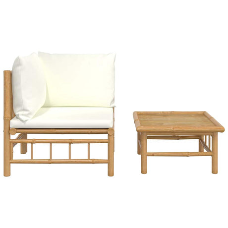 Vidaxl 2-delige loungeset met kussens bamboe crèmewit