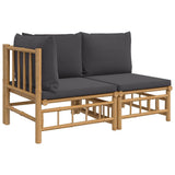 Vidaxl 2-delige loungeset met kussens bamboe donkergrijs