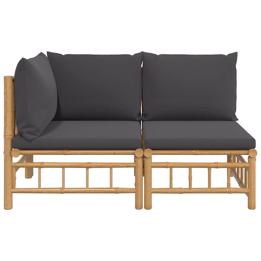 Vidaxl 2-delige loungeset met kussens bamboe donkergrijs