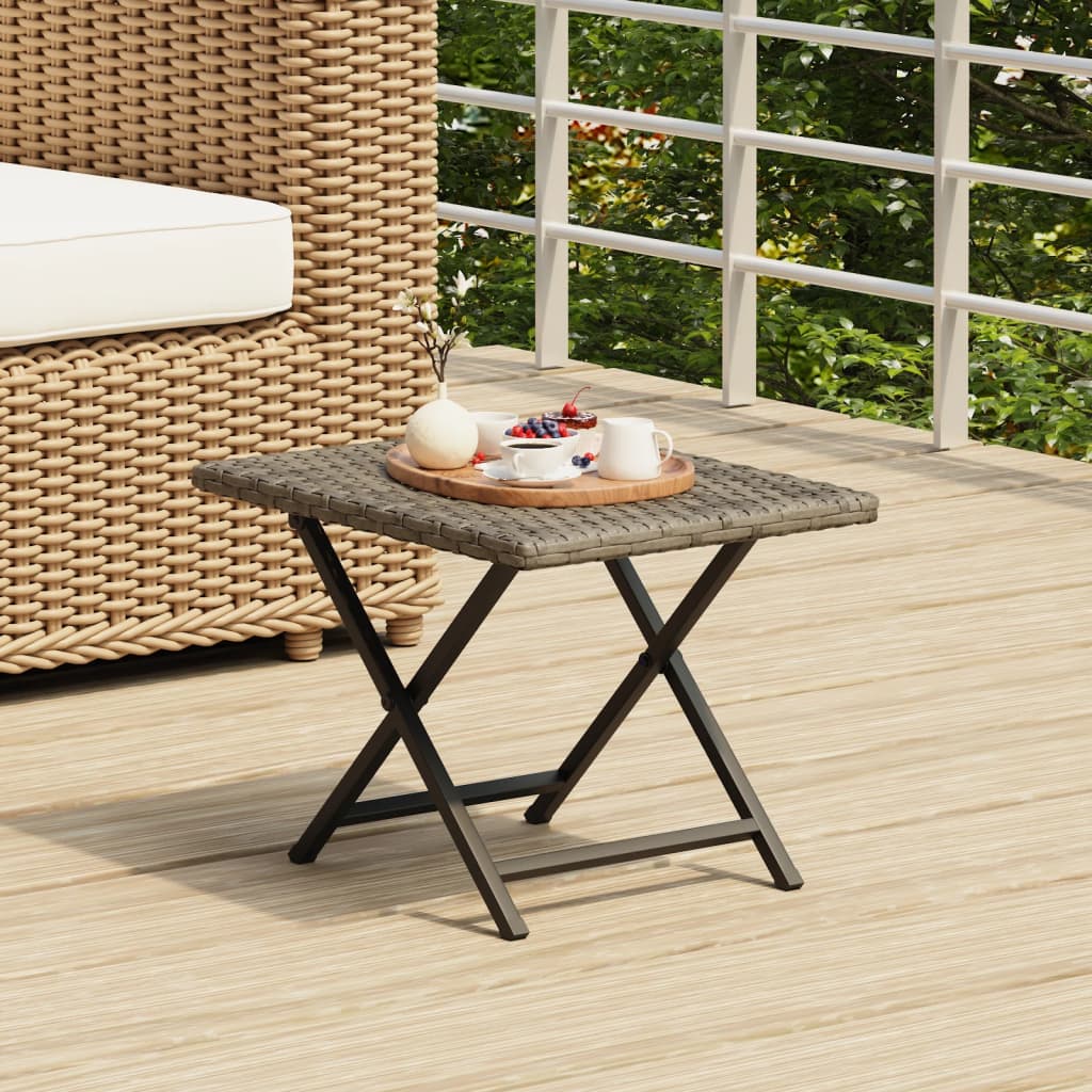 Vidaxl tafel inklapbaar 45x35x32 cm poly rattan grijs