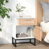 Vidaxl nachtkastje 40x30x55,5 cm bewerkt hout en ijzer wit