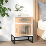 Vidaxl nachtkastje 40x30x55,5 cm bewerkt hout en ijzer wit
