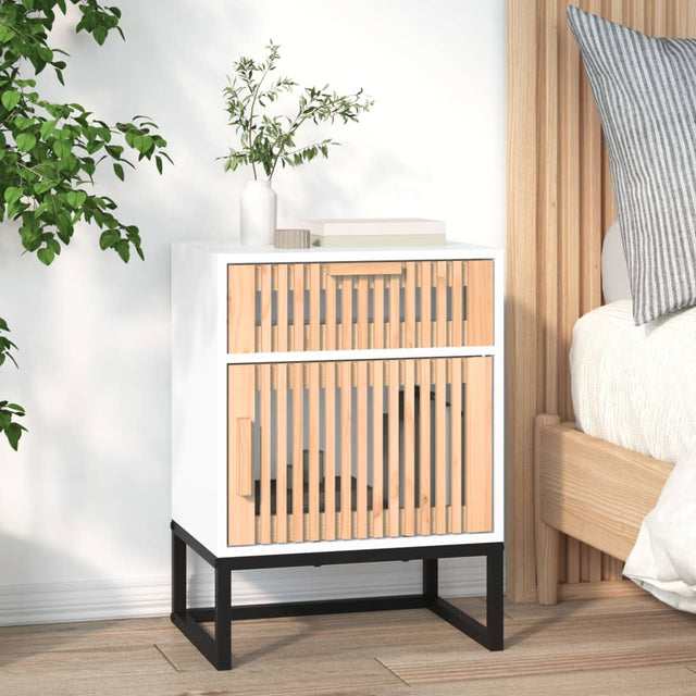Vidaxl nachtkastje 40x30x55,5 cm bewerkt hout en ijzer wit