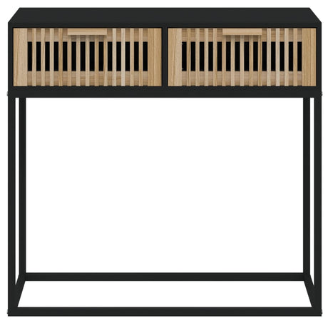 Vidaxl wandtafel 80x30x75 cm bewerkt hout en ijzer zwart