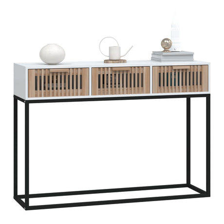 Vidaxl wandtafel 105x30x75 cm bewerkt hout en ijzer wit