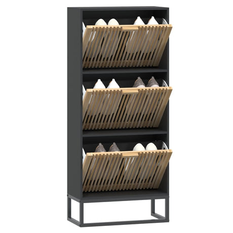 Vidaxx Schuhschrank 52x25x120 cm lackiertes Holz schwarz