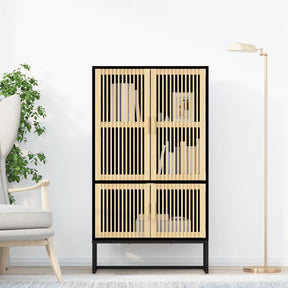Vidaxl hoge kast 70x35x125 cm bewerkt hout zwart