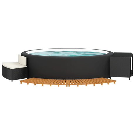 Vidaxx Whirlpool-Umrandung aus Polyrattan und massivem Akazienholz schwarz
