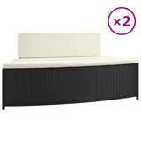 VidaXL Spa-Bänke mit Kissen 2 Stk. Polyrattan schwarz