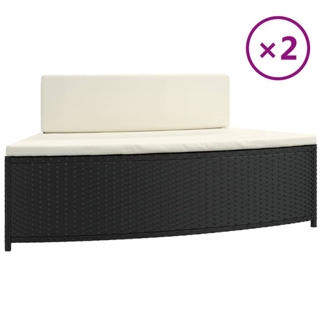 VidaXL Spa-Bänke mit Kissen 2 Stk. Polyrattan schwarz