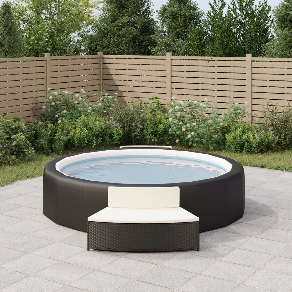VidaXL Spa-Bänke mit Kissen 2 Stk. Polyrattan schwarz