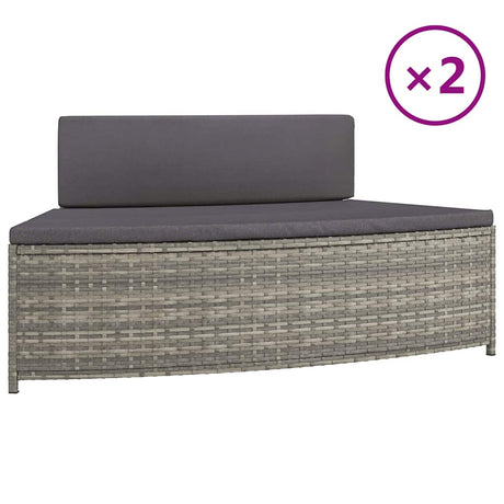 VidaXL Spa-Bänke mit Kissen 2 Stk. Poly Rattan Grau