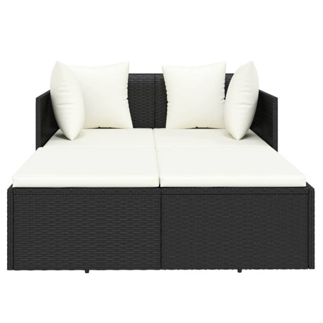 Vidaxl ligbed met kussens 182x118x63 cm poly rattan zwart