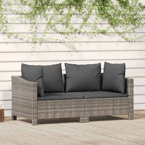 Vidaxl 2-delige tuinloungeset met kussens grijs poly rattan