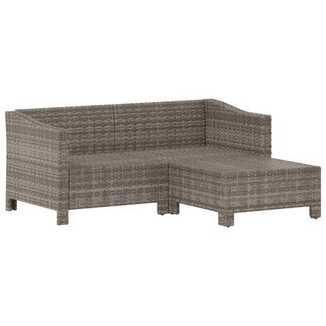 Vidaxl 3-delige loungeset met kussens poly rattan grijs