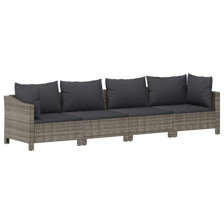Vidaxl 4-delige tuinloungeset met kussens grijs poly rattan