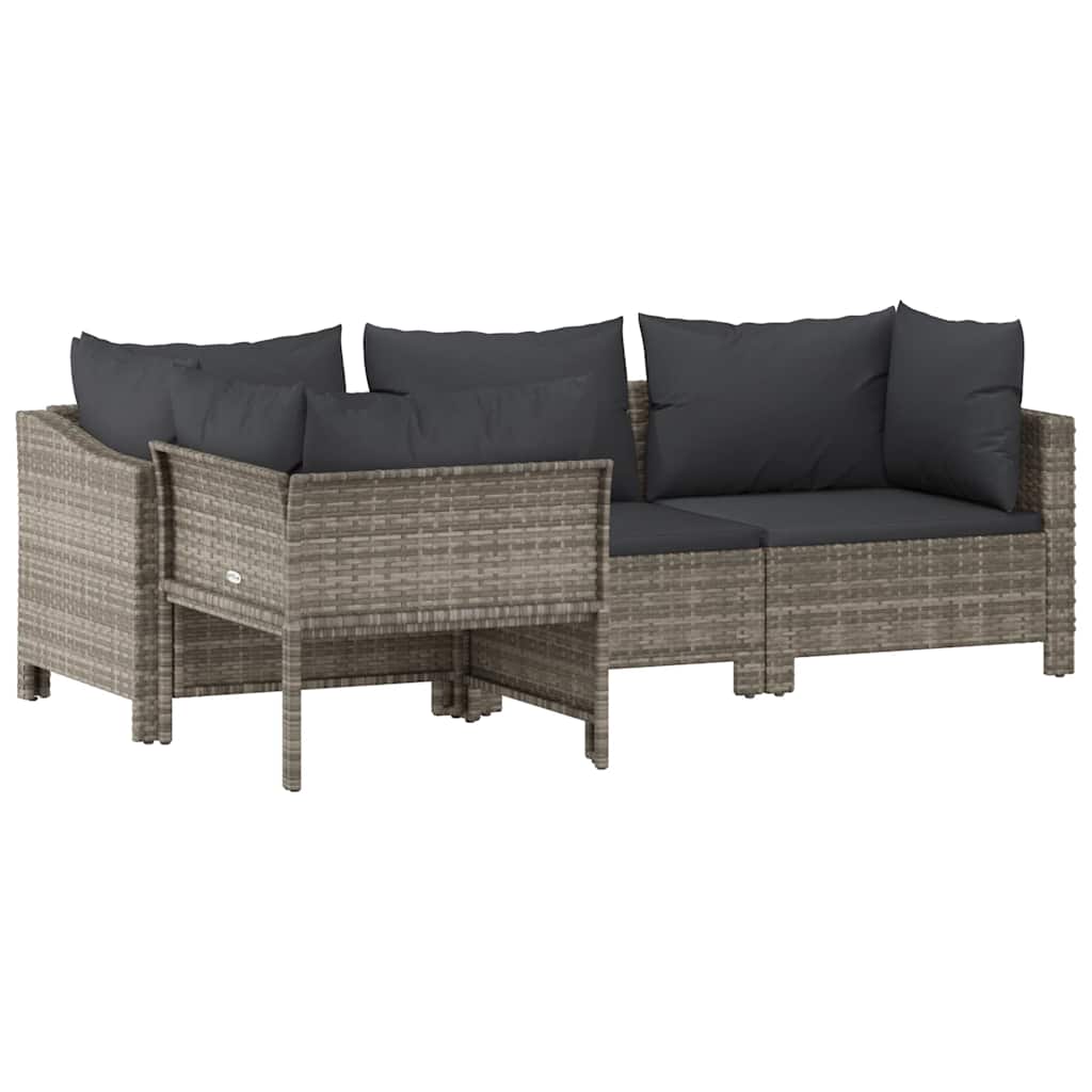 Vidaxl 4-delige tuinloungeset met kussens grijs poly rattan