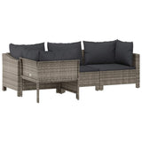 Vidaxl 4-delige tuinloungeset met kussens grijs poly rattan