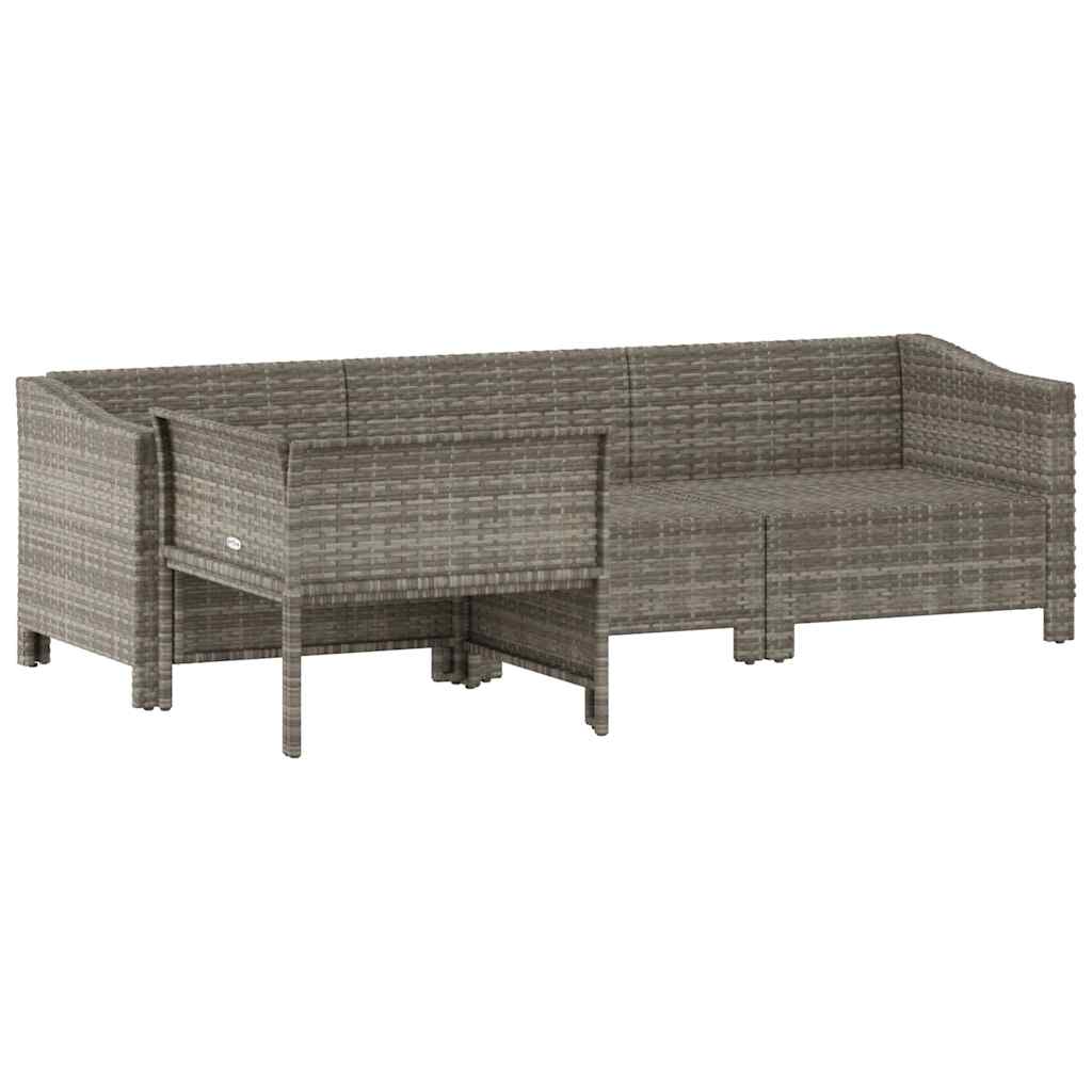 Vidaxl 4-delige tuinloungeset met kussens grijs poly rattan