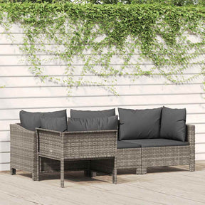 Vidaxl 4-delige tuinloungeset met kussens grijs poly rattan