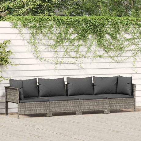 Vidaxl 4-delige tuinloungeset met kussens grijs poly rattan