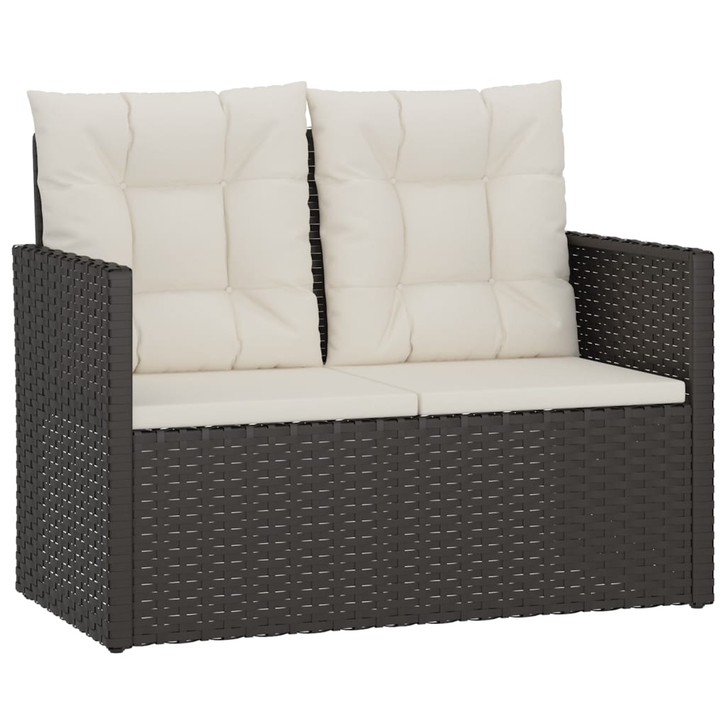 Vidaxl tuinbank met kussens 105 cm poly rattan zwart