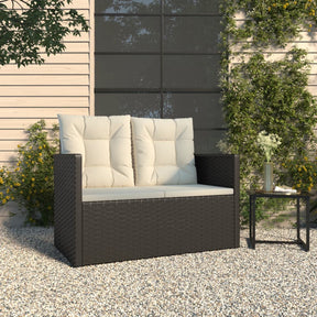 Vidaxl tuinbank met kussens 105 cm poly rattan zwart