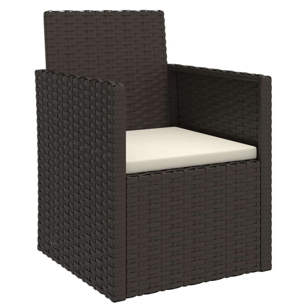 Vidaxl tuinstoel met kussen poly rattan zwart