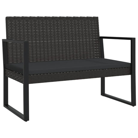 Vidaxl tuinbank met kussens 106 cm poly rattan zwart