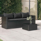 Vidaxl tuinbank 3-zits met kussens poly rattan zwart